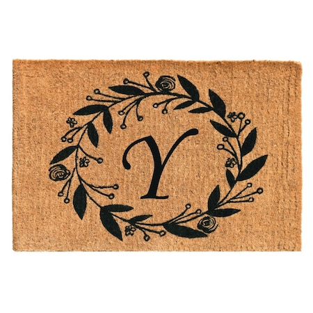 Configuracion 24 x 36 x 1.5 in. Black Rose Rectangular Doormat Natural - Letter Y CO2832162
